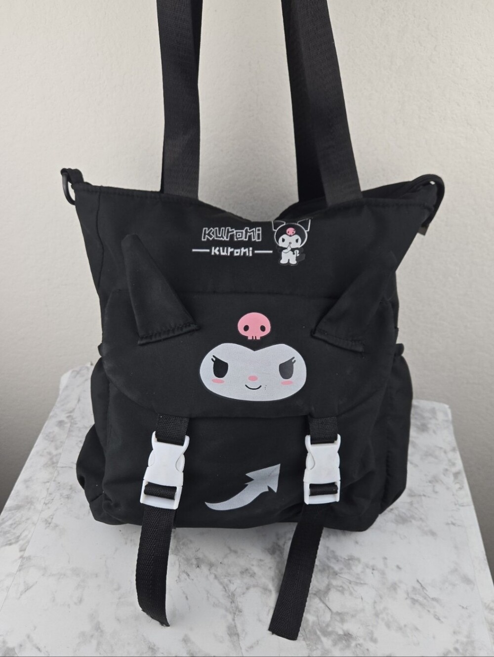 Kuromi Black Character Backpack with Pink Accent